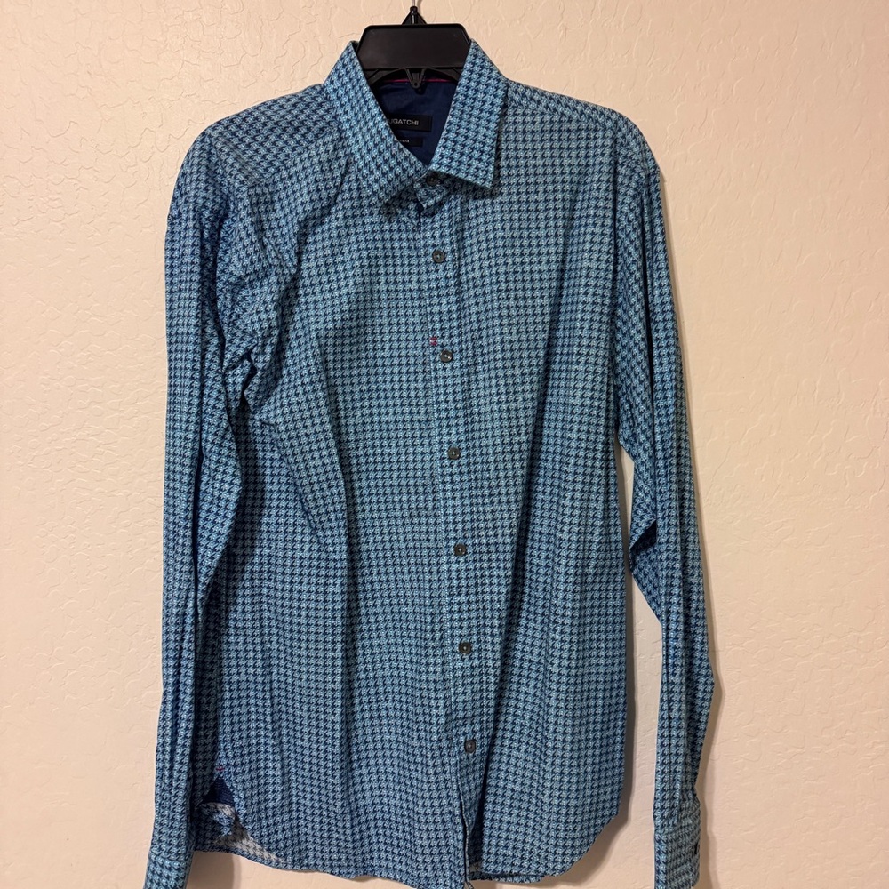 Bugatchi Blue Geometric Button Down Shirt